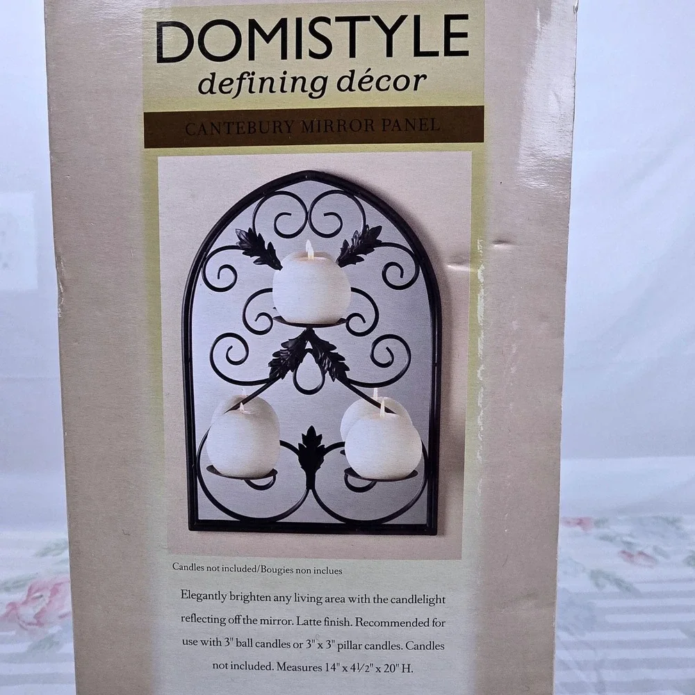 DomiStyle Canterbury Mirror Panel Wall Candle Holder Latte Finish Arched 20 Inch
